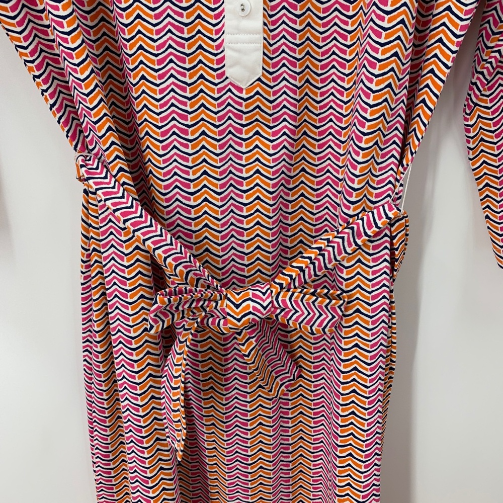 J. McLaughlin Elsie Printed Tie Belt Catalina Cloth Shirtdress Pink/Orange Sz M - Picture 8 of 12